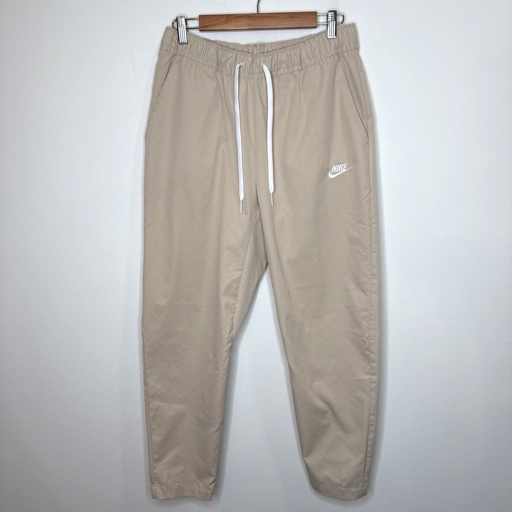 Nike Club Woven Tapered Leg Pants Mens M Khaki Beige Pull On Drawstring Gorpcore